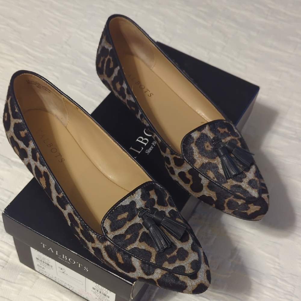 Talbots Animal Print Tassel Loafers